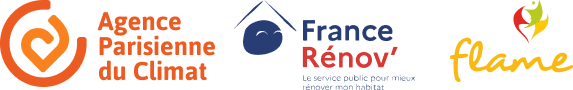 Agence Parisienne du Climat avec France Rénov' (le service public pour mieux rénover mon habitat) et le réseau Flame