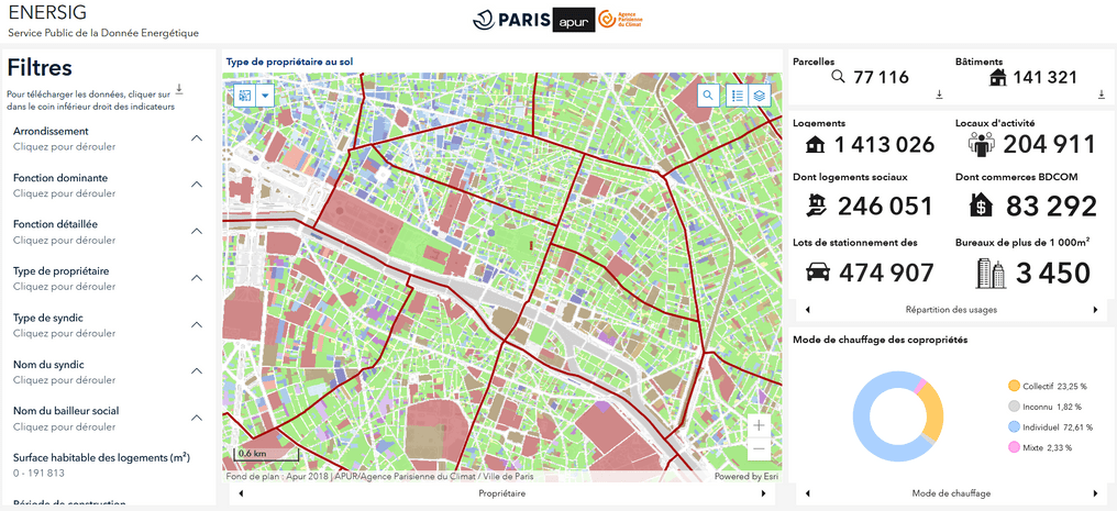 Capture d'écran ENERSIG sur Paris