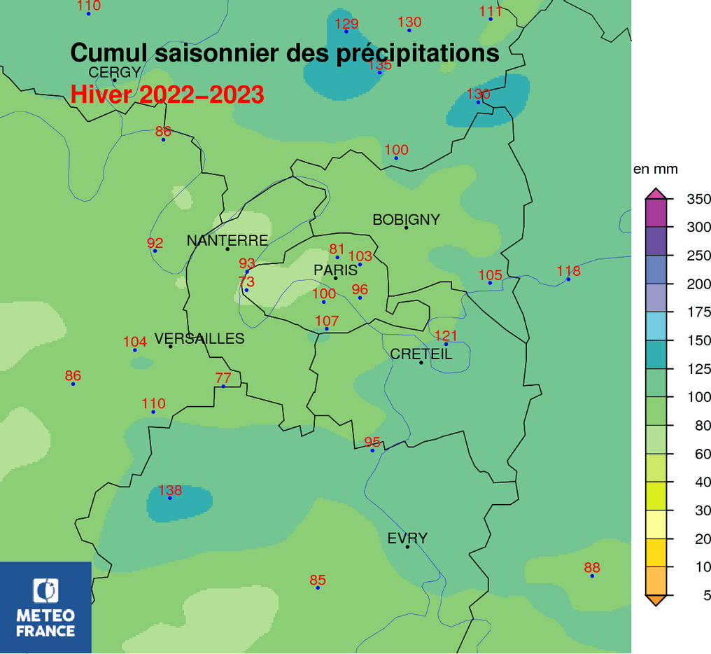 Cumul saisonnier des précipitations © Météo-France