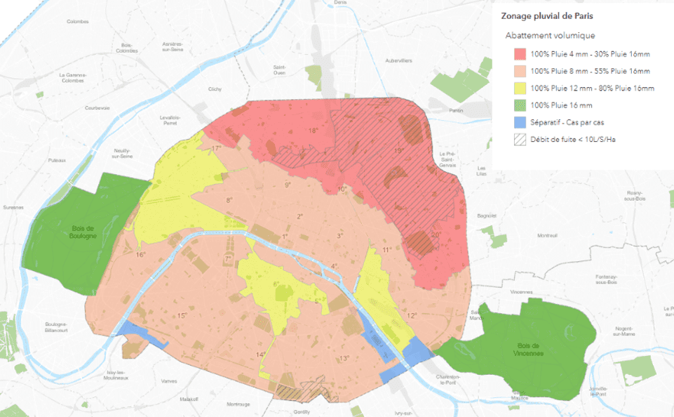 Carte du Zonage pluvial de Paris