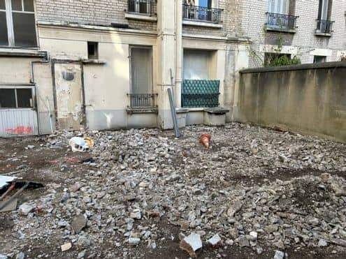 Photo de la cour du 45 boulevard Soult en travaux. © Copropriété Soult